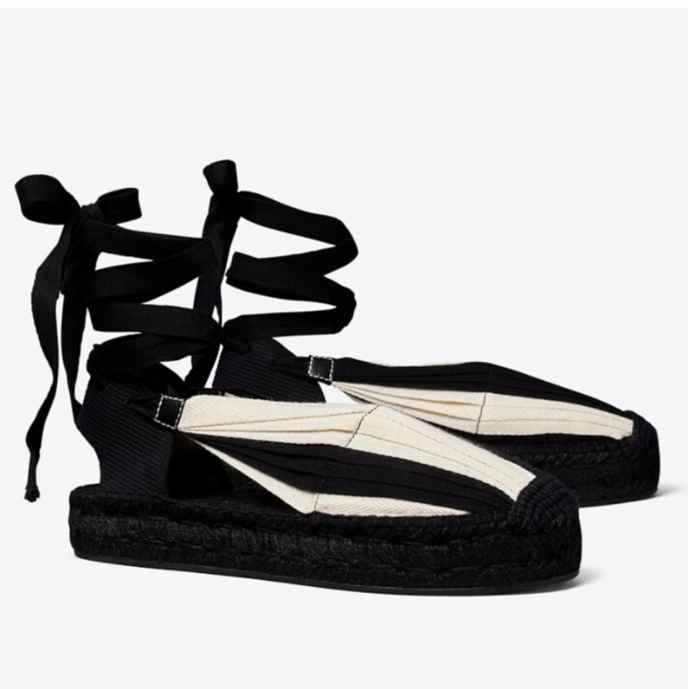 Tory Burch Striped Ribbon Espadrilles Size 5